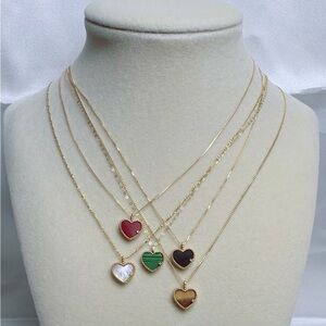 Red and Green Heart Pendant Layered Necklaces
